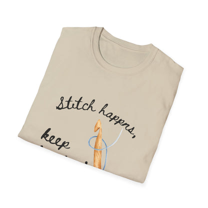 Crochet Tee — “Stitch Happens, Keep Hookin’” Crochet Lover T‑Shirt