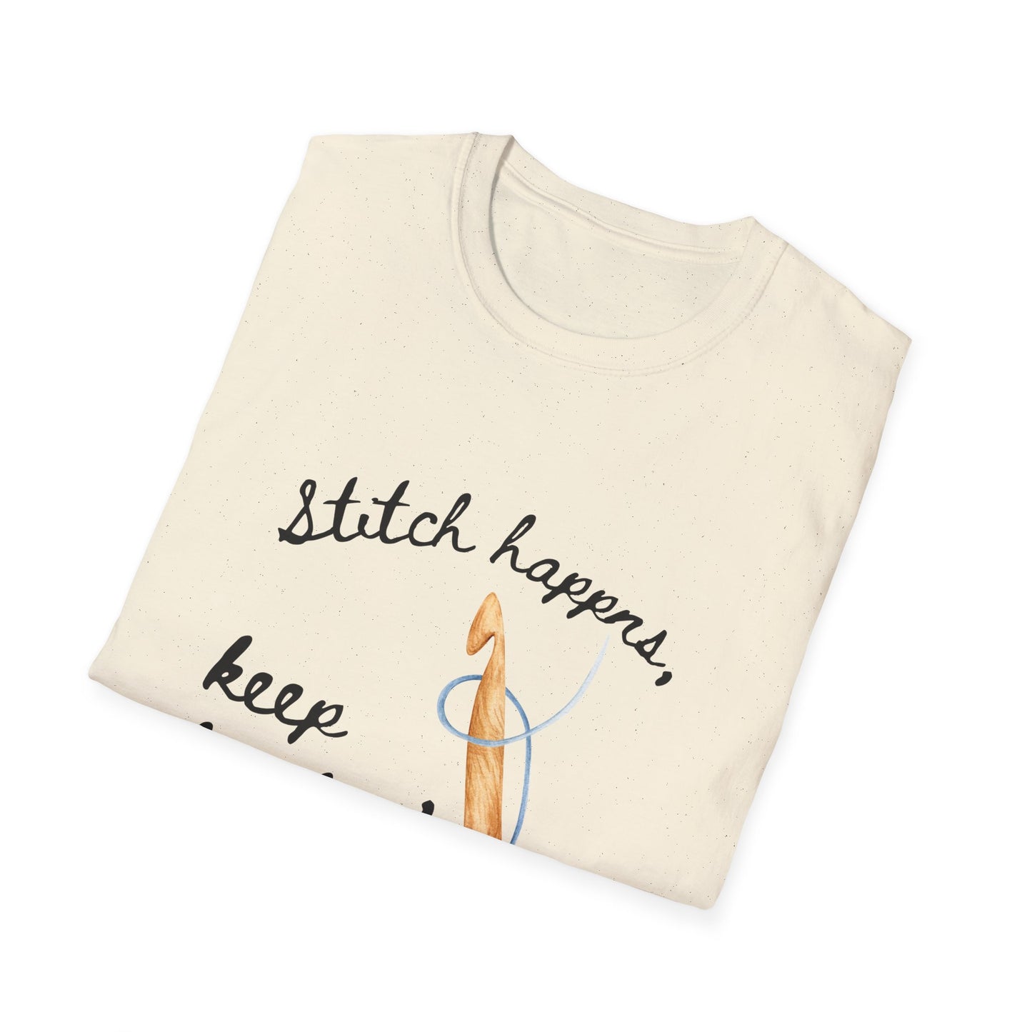 Crochet Tee — “Stitch Happens, Keep Hookin’” Crochet Lover T‑Shirt