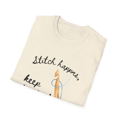 Crochet Tee — “Stitch Happens, Keep Hookin’” Crochet Lover T‑Shirt