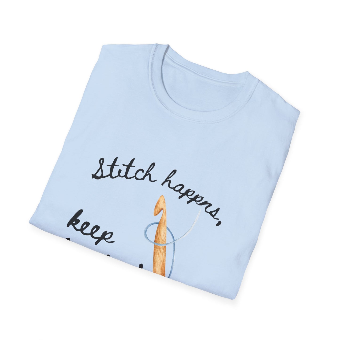 Crochet Tee — “Stitch Happens, Keep Hookin’” Crochet Lover T‑Shirt
