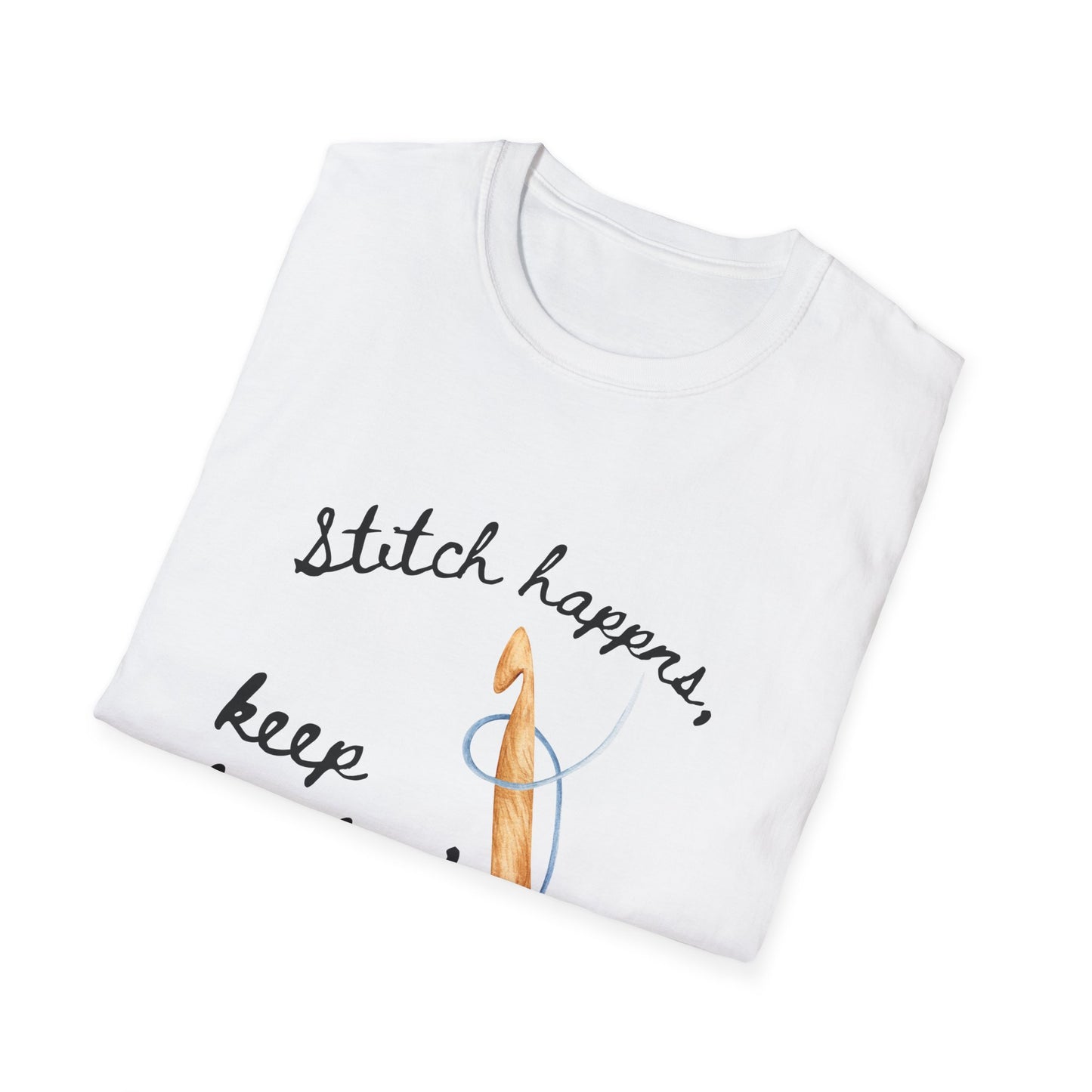 Crochet Tee — “Stitch Happens, Keep Hookin’” Crochet Lover T‑Shirt