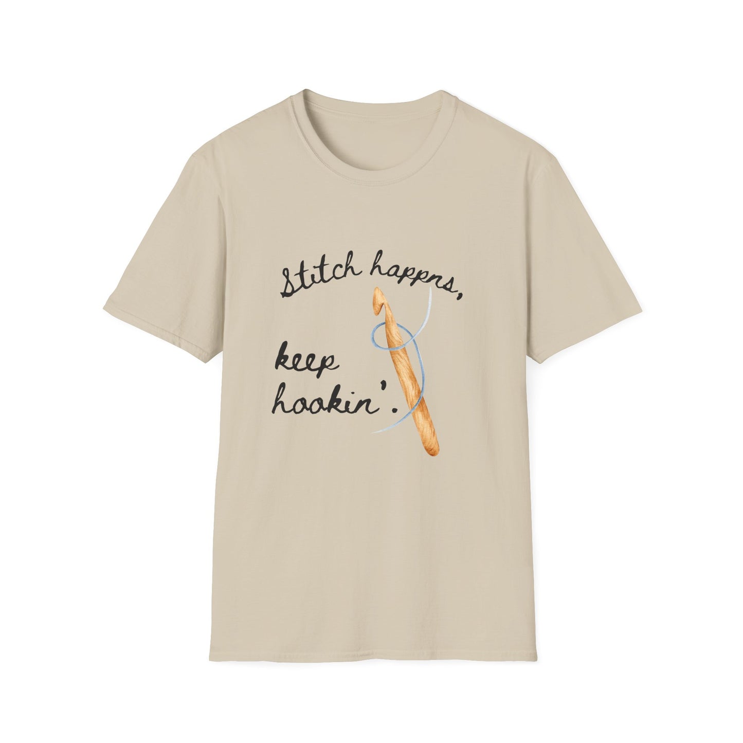 Crochet Tee — “Stitch Happens, Keep Hookin’” Crochet Lover T‑Shirt