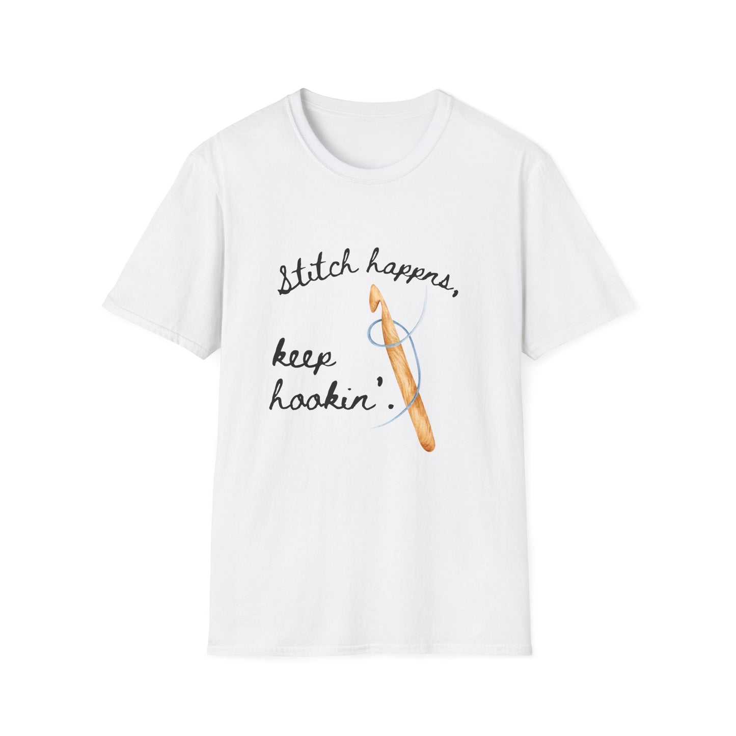 Crochet Tee — “Stitch Happens, Keep Hookin’” Crochet Lover T‑Shirt